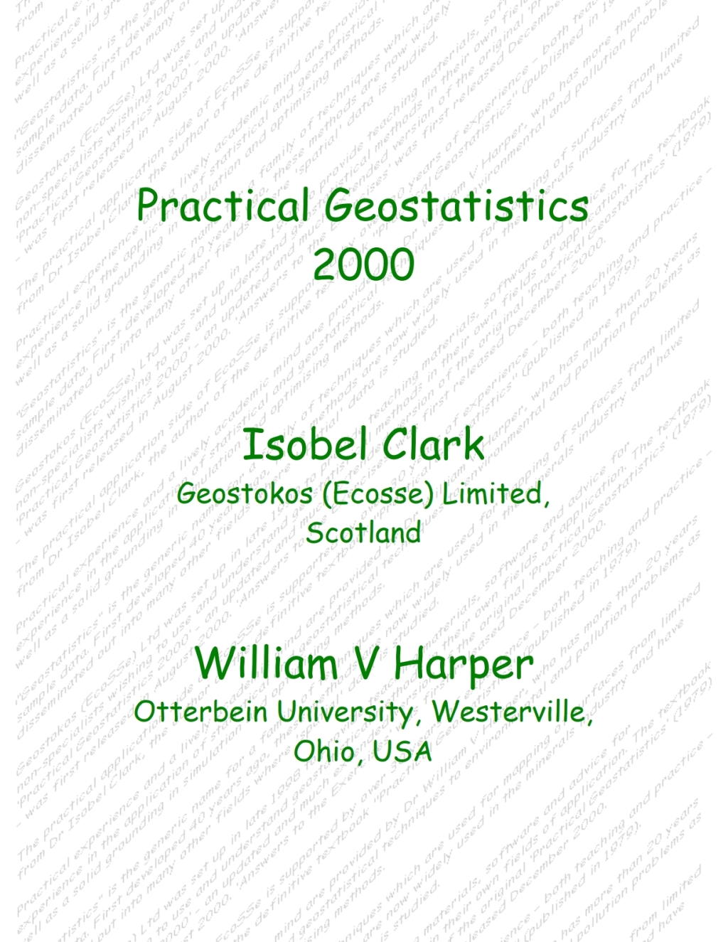 Practical Geostatistics 2000 1st Edition