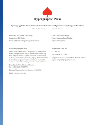 Cover image: Psychology Applied to Work® - Chapter 2 12th edition 9780974934532