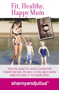 Cover image: Fit, Healthy, Happy Mum: How my quest for perfect breastmilk helped me lose 24 kilos in only 8 weeks after the birth of my 4th baby 9780987142856
