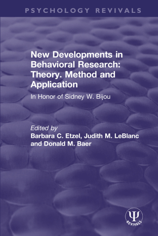Imagen de portada: New Developments in Behavioral Research: Theory, Method and Application 1st edition 9780367493592