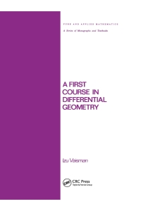 Immagine di copertina: A First Course in Differential Geometry 1st edition 9780824770631