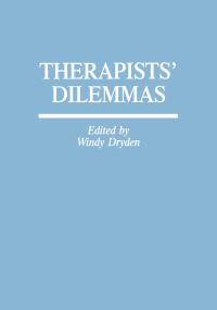 Cover image: Therapists' Dilemmas 1st edition 9780891167754