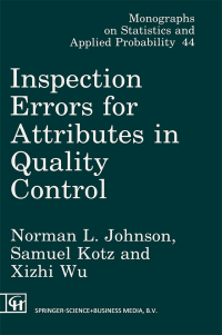 表紙画像: Inspection Errors for Attributes in Quality Control 1st edition 9780412387708