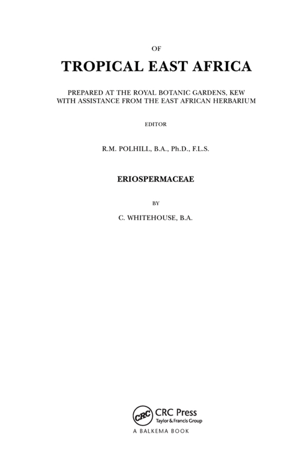 Flora of Tropical East Africa – Eriospermaceae (1996) 1st Edition