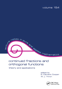Titelbild: Continued Fractions and Orthogonal Functions 1st edition 9780824790714