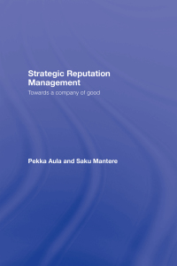 Cover image: Strategic Reputation Management 1st edition 9780805864267