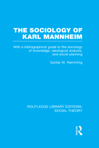 Cover image: The Sociology of Karl Mannheim (RLE Social Theory) 1st edition 9781138990005