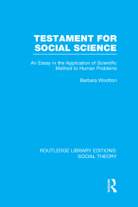 Cover image: Testament for Social Science (RLE Social Theory) 1st edition 9781138988705