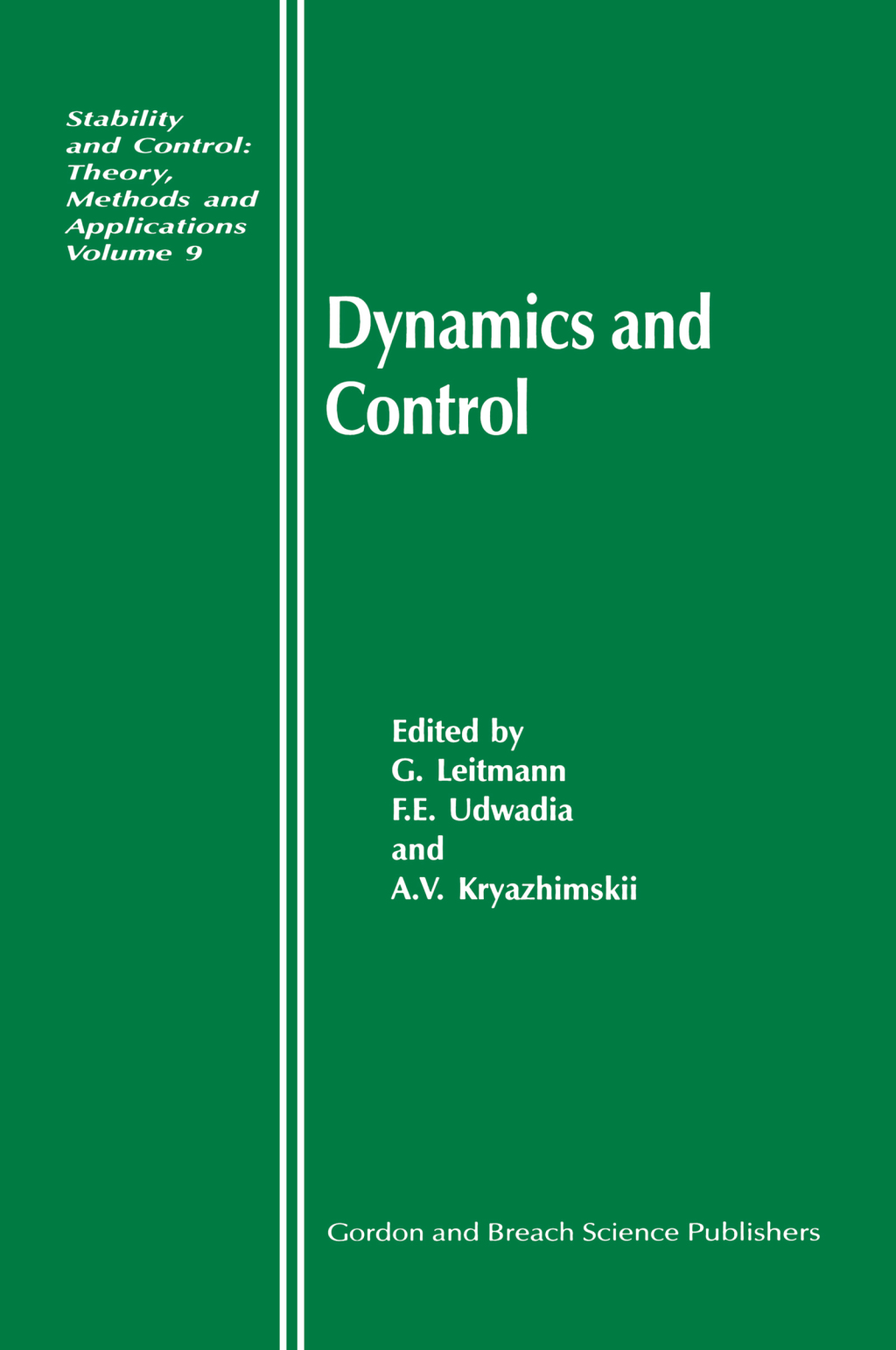 Dynamics and Control 1st Edition