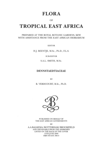Immagine di copertina: Flora of Tropical East Africa - Dennstaetiacea (2000) 1st edition 9789061913962