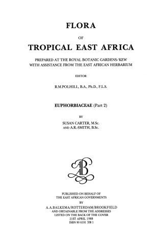 Cover image: Flora of Tropical East Africa - Euphorbiac v2 (1988) 1st edition 9789061913382