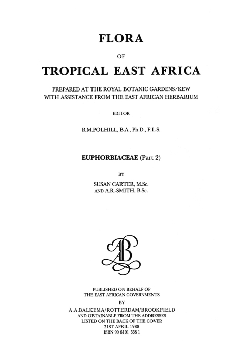Flora of Tropical East Africa - Euphorbiac v2 (1988), 1st Edition - FULL INSTANT DOWNLOAD | PDF DOCX EPUB