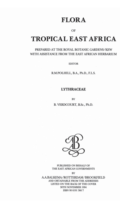 Flora of Tropical East Africa - Lythraceae (1994), 1st Edition - FULL INSTANT DOWNLOAD | PDF DOCX EPUB