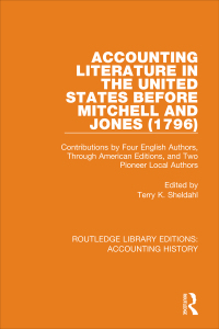Imagen de portada: Accounting Literature in the United States Before Mitchell and Jones (1796) 1st edition 9780367518899