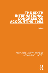 Titelbild: The Sixth International Congress on Accounting 1952 1st edition 9780367512804