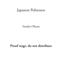 Cover image: Japanese Politeness 1st edition 9780367612252