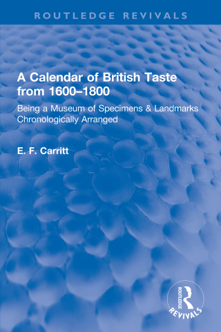 Cover image: A Calendar of British Taste from 1600–1800 1st edition 9780367650438