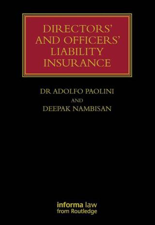 Cover image: Directors' and Officers' Liability Insurance 1st edition 9781843116301
