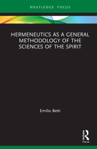Imagen de portada: Hermeneutics as a General Methodology of the Sciences of the Spirit 1st edition 9780367481360