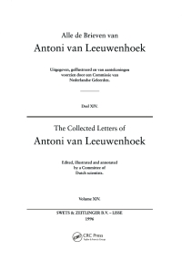 Imagen de portada: The Collected Letters of Antoni Van Leeuwenhoek - Volume 14 1st edition 9789026514500