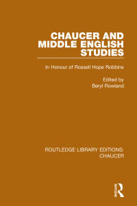 Cover image: Chaucer and Middle English Studies 1st edition 9781032808444
