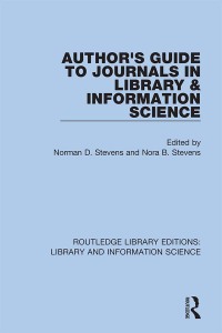 Titelbild: Author's Guide to Journals in Library & Information Science 1st edition 9780367434113