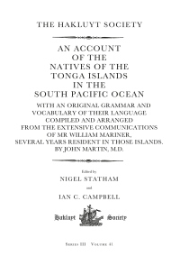 Cover image: An Account of the Natives of the Tonga Islands in the South Pacific Ocean 1st edition 9781032352145