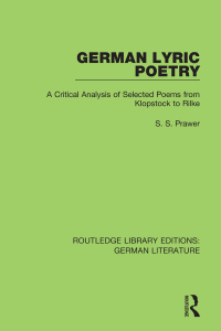 Imagen de portada: German Lyric Poetry 1st edition 9780367856229