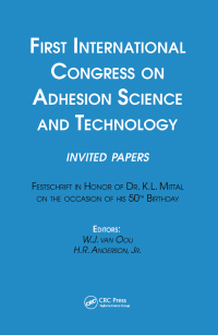 Omslagafbeelding: First International Congress on Adhesion Science and Technology---invited papers 1st edition 9789067642910