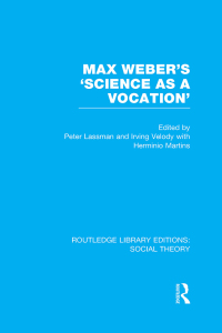 Cover image: Max Weber's 'Science as a Vocation' 1st edition 9781138980600