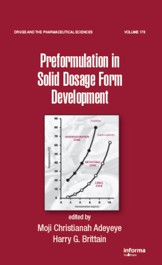 Cover image: Preformulation in Solid Dosage Form Development 1st edition 9780824758097