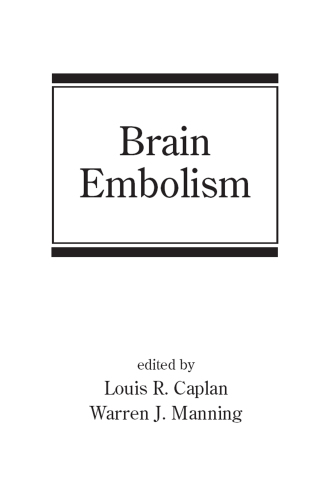 Cover image: Brain Embolism 1st edition 9780824729295