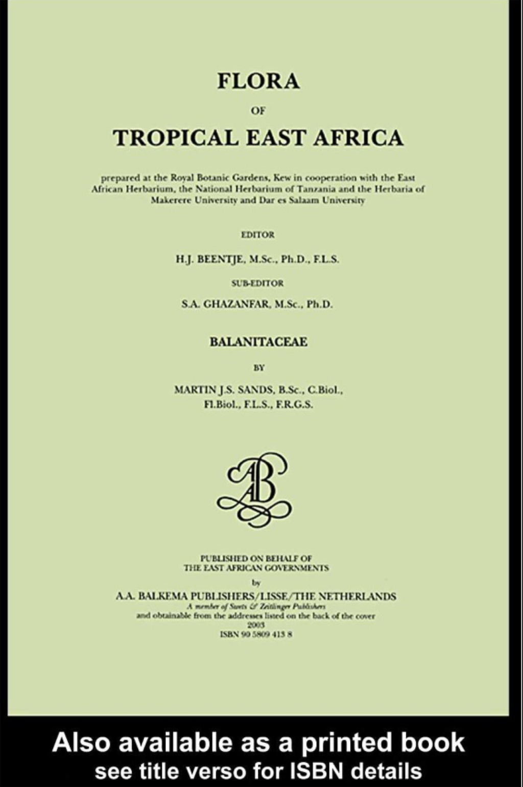 Flora of tropical East Africa – Balanitaceae (2003) 1st Edition