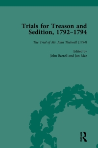 Imagen de portada: Trials for Treason and Sedition, 1792-1794, Part II vol 8 1st edition 9781138765467