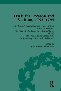 Cover image: Trials for Treason and Sedition, 1792-1794, Part I Vol 1 1st edition 9781138765399