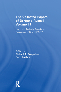 Cover image: The Collected Papers of Bertrand Russell, Volume 15 1st edition 9780415094115