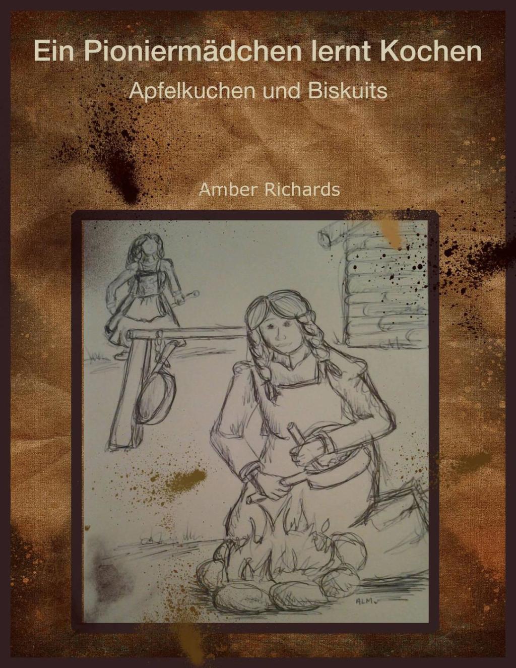 Ein Pioniermädchen lernt Kochen Apfelkuchen und Biskuits