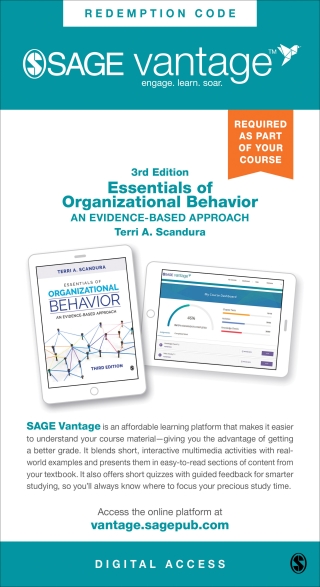 Cover image: Sage Vantage: Essentials of Organizational Behavior: An Evidence-Based Approach 3rd edition 9781071820421