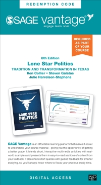 Omslagafbeelding: Sage Vantage: Lone Star Politics: Tradition and Transformation in Texas 8th edition 9781071890707