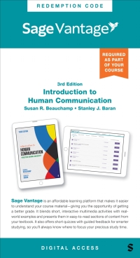 Imagen de portada: Sage Vantage: Introduction to Human Communication: Perception, Meaning, and Identity 3rd edition 9781071924532