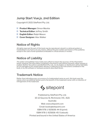 Imagen de portada: Jump Start Vue.js 2nd edition 9781925836448