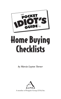 Cover image: The Pocket Idiot's Guide to Home Buying Checklists 9781592578108