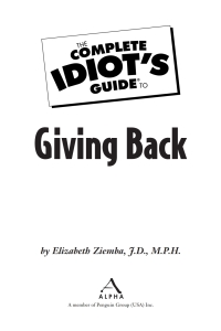 Cover image: The Complete Idiot's Guide to Giving Back 9781592578948