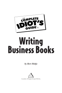 Cover image: The Complete Idiot's Guide to Writing Business Books 9781592578795