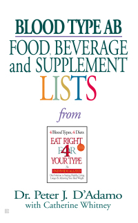 Cover image: Blood Type AB Food, Beverage and Supplement Lists 9780425183106
