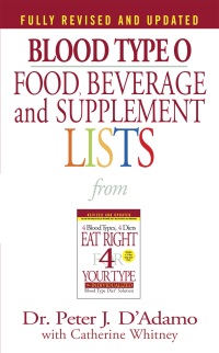 Cover image: Blood Type O Food, Beverage and Supplement Lists 9780425183090
