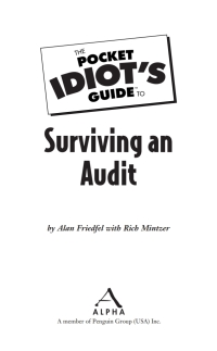 Cover image: The Pocket Idiot's Guide to Surviving an Audit 9781592579648