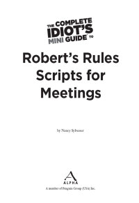 Cover image: The Complete Idiot's Mini Guide to Robert's Rules Scripts for Meetings 9781101463093
