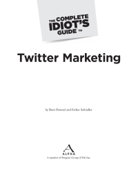 Cover image: The Complete Idiot's Guide to Twitter Marketing 9781615641574