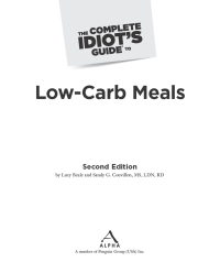 Cover image: The Complete Idiot's Guide to Low-Carb Meals 2nd edition 9781615641963